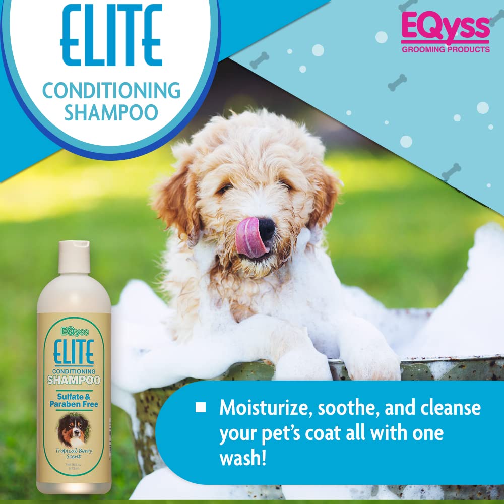 EQyss Elite Conditioning Pet Shampoo - Moisturizes Coat, Tropical Berry Scent with Botanical Extracts, Paraben and Sulfate Free, Aloe Vera, USA Made