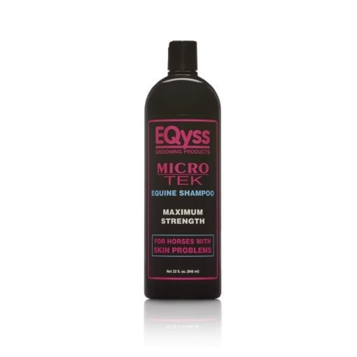 32 oz. bottle of EQyss Micro Tek equine shampoo, maximum strength for horses with skin problems
