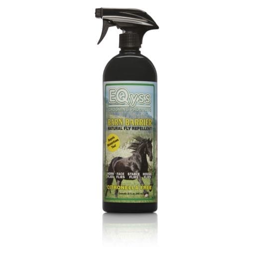 32 oz. spray bottle of EQyss Barn Barrier natural fly repellent for horses