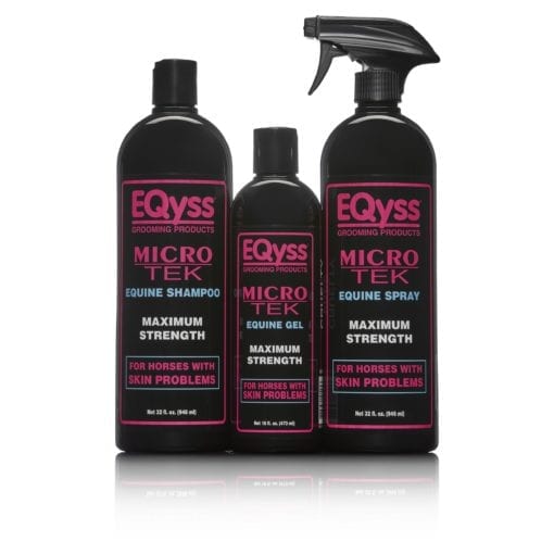 3-pack of EQyss Micro Tek equine shampoo, gel and spray. All maximum strength for horses with skin problems